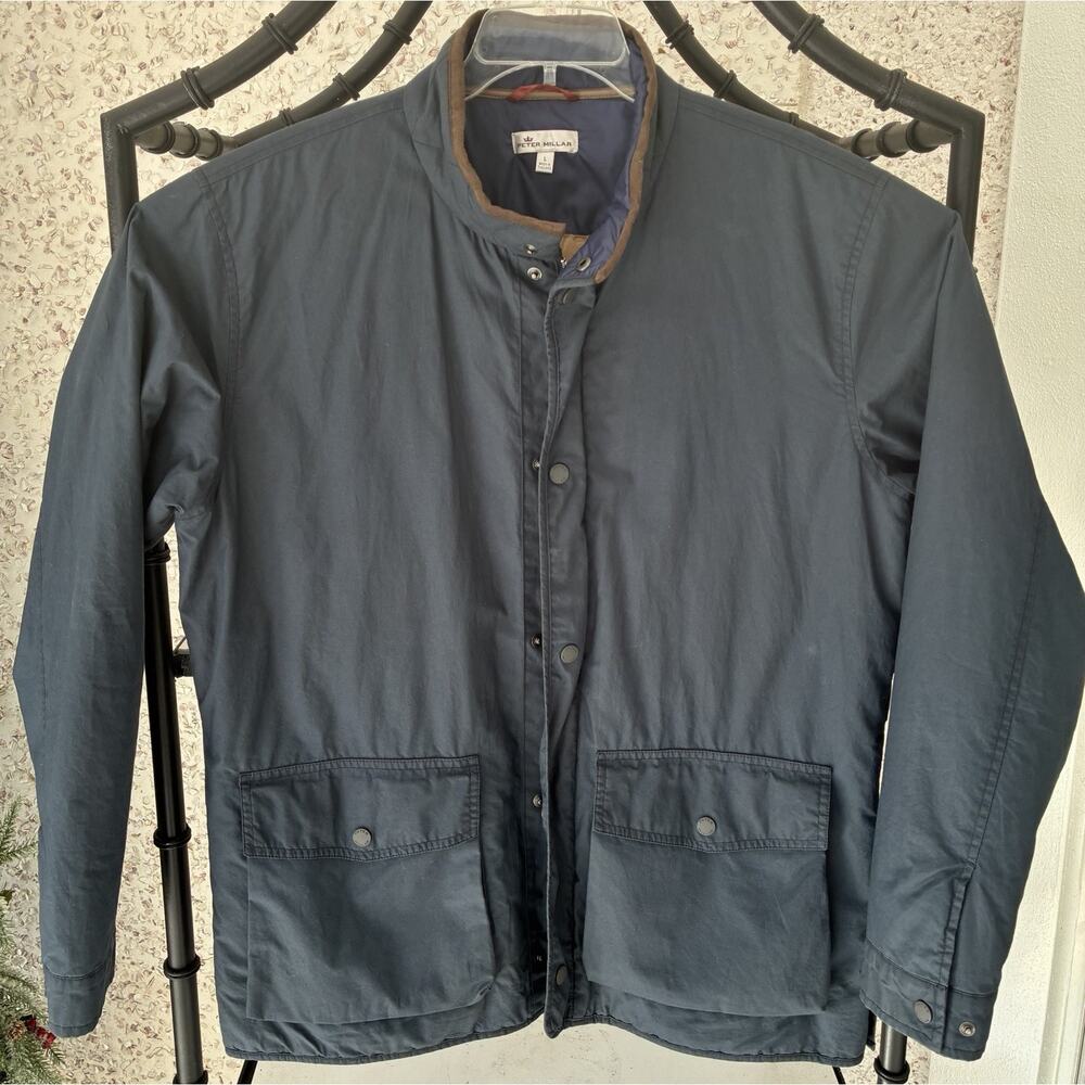 Peter Millar Waxed Cotton Field Jacket Men’s Large Blue Coat Chore